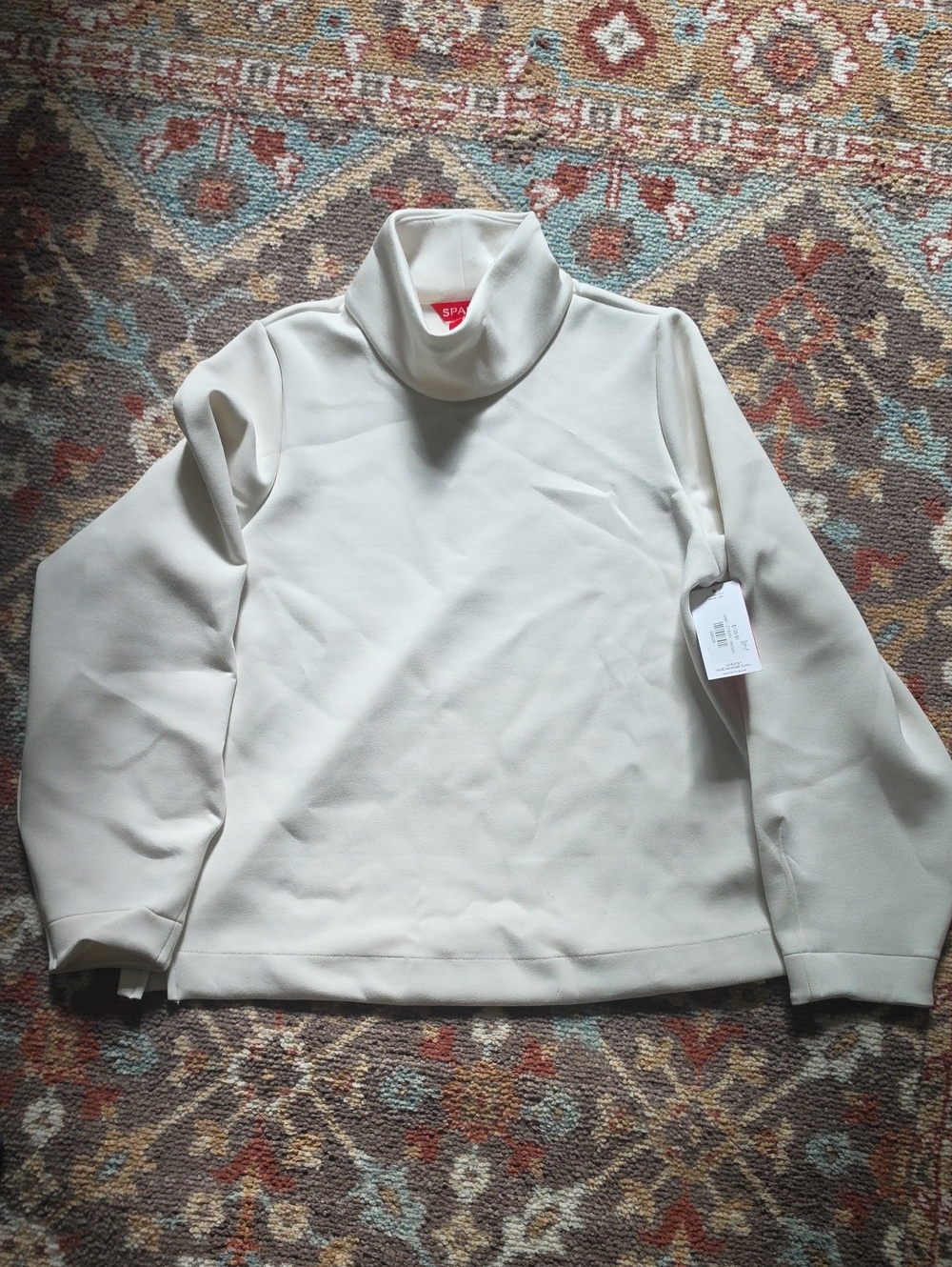 SPANX Womens AirEssientials Luxe Cream Turtleneck Pullover Medium NWT